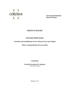 THESIS SUMMARY Zsuzsánna Biedermann: