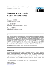 Metacognition, study habits and attitudes