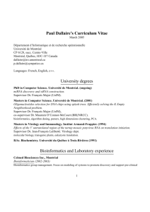 Paul Dallaire's Curriculum Vitae University degrees Bioinformatics