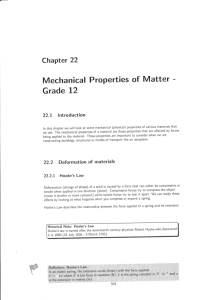 Mechanical ProPerties of Matter