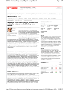 Page 1 of 4 SBUX : Starbucks Corp Analyst Report | Analyst Report