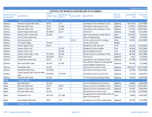 listing of designated roads in florida