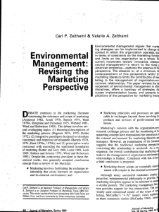 Environmental Management- Revising the Marketing Perspective