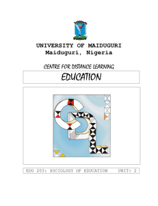 sociology of education - University Of Maiduguri