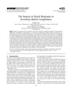 The Impact of Quick Response in Inventory
