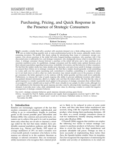 Purchasing, Pricing, and Quick Response in the Presence of