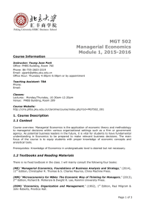 MGT 502 Managerial Economics Module 1, 2015-2016