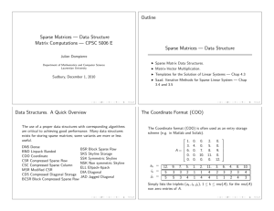 Sparse Matrices — Data Structure Matrix Computations — CPSC