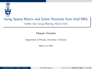 Using Sparse Matrix and Solver Routines from Intel MKL [5pt] SciNet
