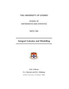 Integral Calculus and Modelling - School of Mathematics and Statistics