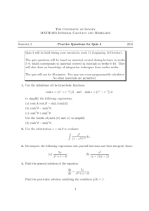 The University of Sydney MATH1003 Integral Calculus and