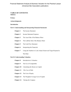Table of Contents for "Financial Statement Analysis