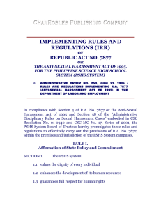 implementing rules and regulations (irr)