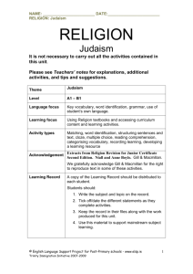 Religion Topic - Judaism - English Language Support Programme