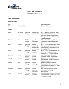 Faculty and Staff Roster - Southern Technical College