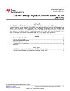 AN-1681 Design Migration from the LM1881 to the LMH1980