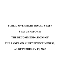 status of the Panel's recommendations