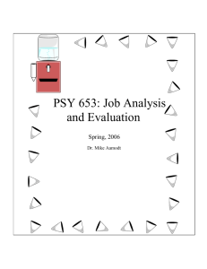 PSY 653: Job Analysis and Evaluation