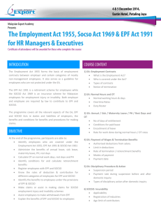 The Employment Act 1955, Socso Act 1969 & Epf Act 1991