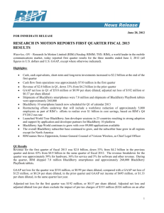 research in motion reports first quarter fiscal 2013 results