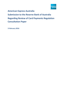 American Express Australia Submission to the Reserve Bank of