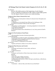 AP Biology Plant Unit Study Guide (Chapters 29, 30, 35, 36, 37, 38