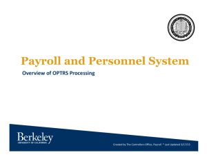 Payroll and Personnel System - Controller's Office
