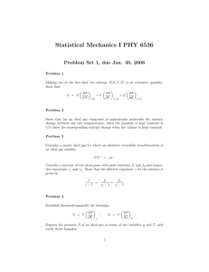 Statistical Mechanics I PHY 6536