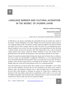 language barrier and cultural alienation in the works` of jhumpa lahiri