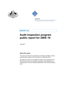 Audit inspection program public report for 2009–10