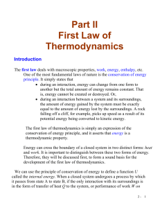 Part II First Law of Thermodynamics