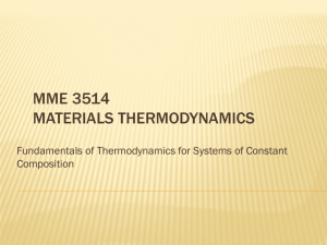 MME 3514 Materials Thermodynamics