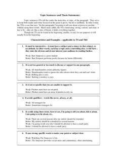 Topic Sentences (and Thesis Statements) Characteristics and