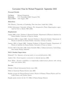 Curriculum Vitae for Richard Fitzpatrick