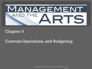 Chapter 9 Controls,Operations, and Budgeting
