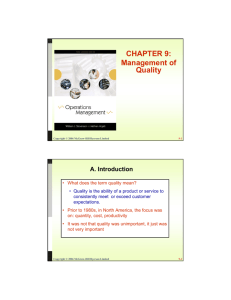 CHAPTER 9: Management of Quality