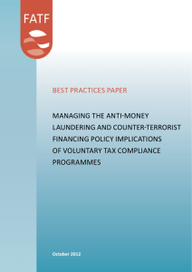 Best Practices: Managing the Anti-Money Laundering and Counter