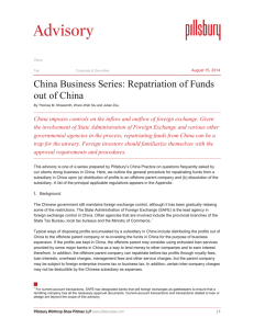 China Business Series: Repatriation of Funds out of China