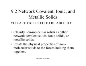9.2 Network Covalent, Ionic, and Metallic Solids