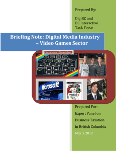 Briefing Note: Digital Media Industry – Video Games Sector