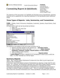 Customizing Reports in Quickbooks