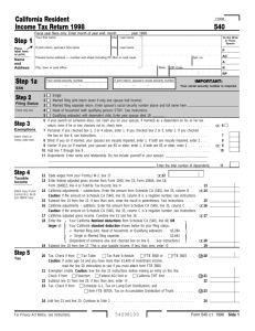 1998 Form 540 - California Resident Income Tax Return