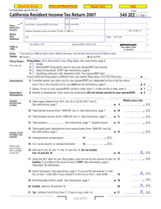 2007 Form 540 2EZ - California Resident Income Tax Return