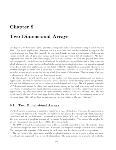 Chapter 9 Two Dimensional Arrays