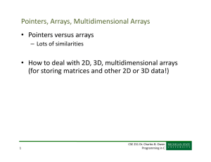 Pointers, Arrays, Multidimensional Arrays