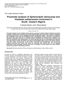 Proximate analysis of Sphenostylis stenocarpa and Voadzeia