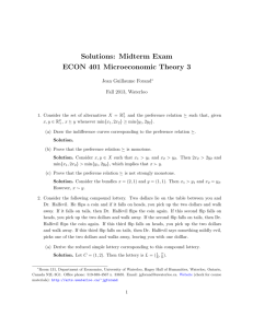 Solutions: Midterm Exam ECON 401 Microeconomic Theory 3