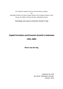Capital Formation and Economic Growth in - 21世紀COE HI-STAT