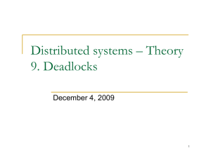 Distributed systems – Theory 9. Deadlocks