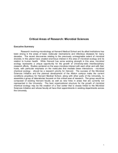 Critical Areas of Research: Microbial Sciences - HMS